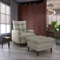 Poltrona De Amamentação Com Puff Montreal Matrix Linho Millenium - 9