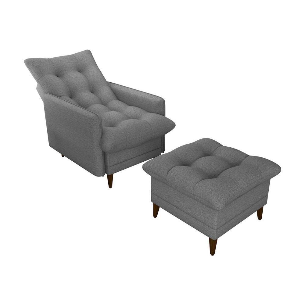 Poltrona De Amamentação Com Puff Montreal Matrix Linho Milleniun Saturno Cinza - 2