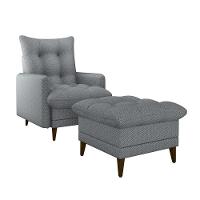 Poltrona De Amamentação Com Puff Montreal Cinza Matrix Cinza - 1