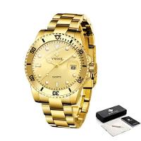 Relógio Impermeável Aço Inoxidável De Quartzo, Top 8878 Dourado - 1