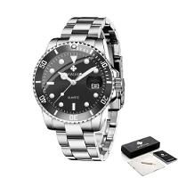 Relógio Impermeável Aço Inoxidável De Quartzo, Top 8878 Preto Prateado - 1