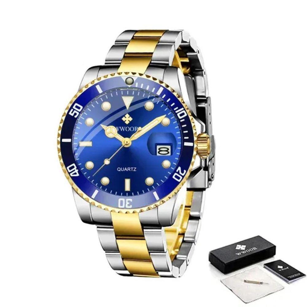 Relógio Impermeável Aço Inoxidável De Quartzo, Top 8878 Azul - 1