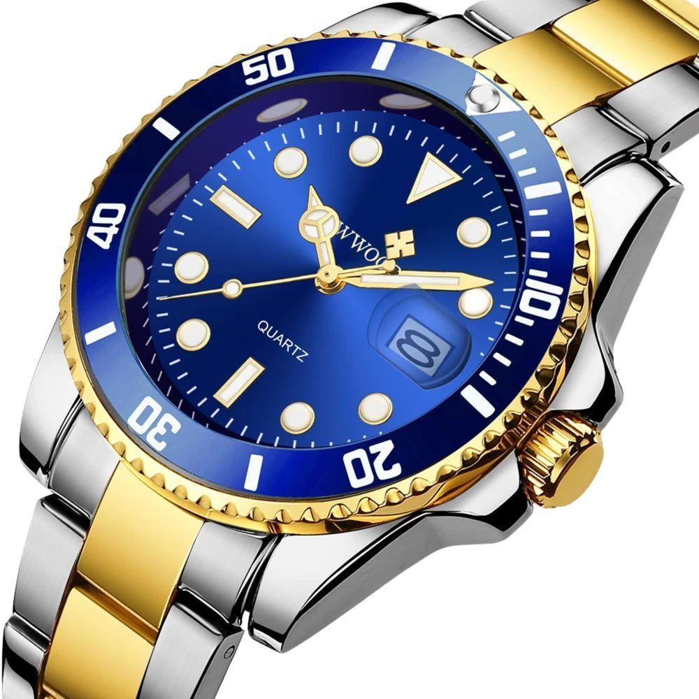 Relógio Impermeável Aço Inoxidável De Quartzo, Top 8878 Azul - 2