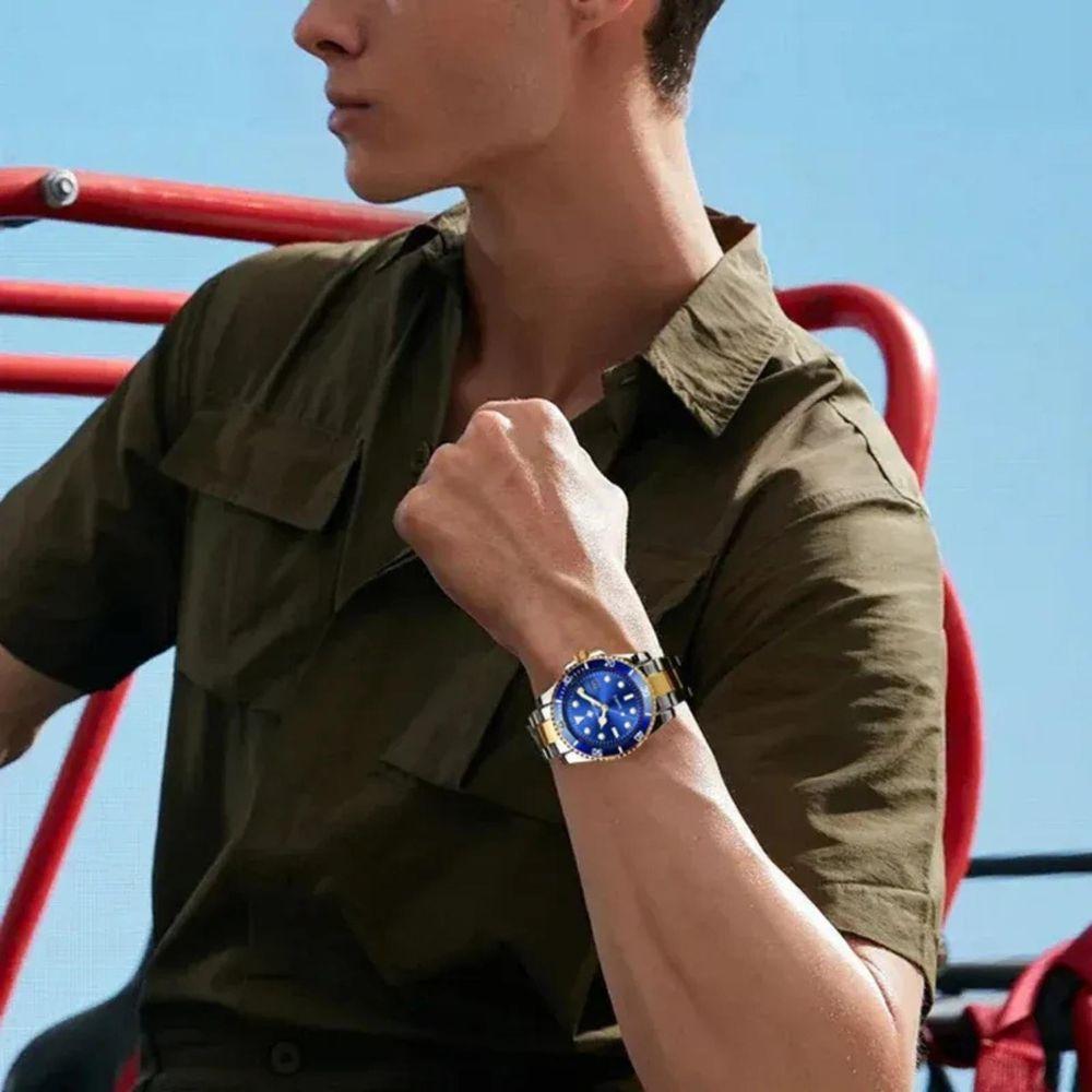 Relógio Impermeável Aço Inoxidável De Quartzo, Top 8878 Azul - 3