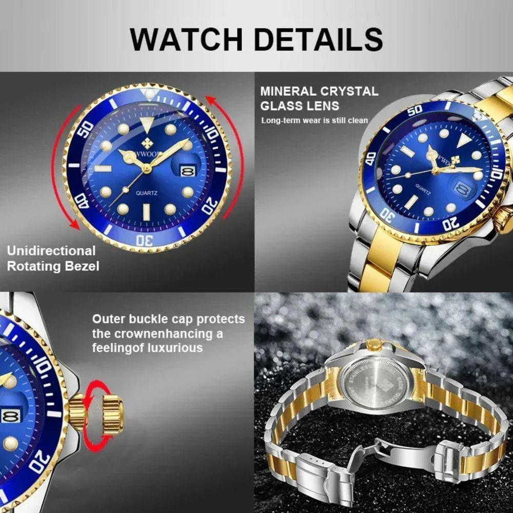 Relógio Impermeável Aço Inoxidável De Quartzo, Top 8878 Azul - 4
