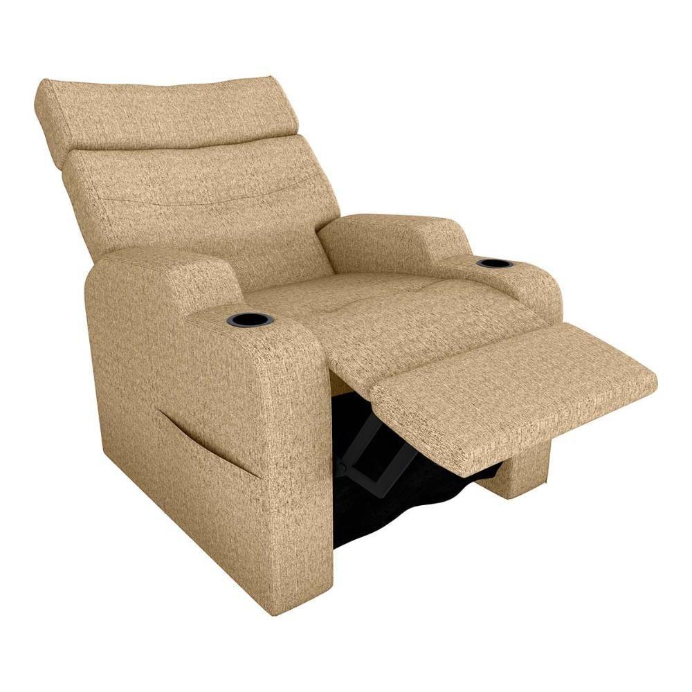 Poltrona Reclinável Do Papai Com Porta Copos Porta Controle Toro Matrix Linho Areia - 5