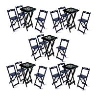 Kit 5 Conjuntos De Mesa Bistrô Dobrável Jack Daniel's Com 3 Banquetas De Madeira Preta - 1