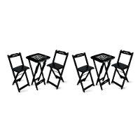 Kit 2 Conjuntos De Mesa Bistrô Dobrável Jack Daniel's Com 2 Banquetas De Madeira Preta - 1