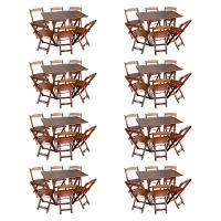 Kit 8 Conjuntos De Mesa Dobráveis De Madeira 70x110cm Com 6 Cadeiras Imbuia - 1