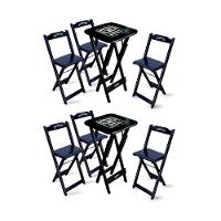 Kit 2 Conjuntos De Mesa Bistrô Dobrável Jack Daniel's Com 3 Banquetas De Madeira Preta - 1