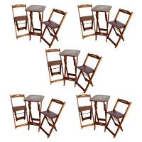 Kit 5 Conjuntos Bistrô Mesa Com 2 Banquetas Dobráveis De Madeira Personalizada Jack - Imbuia - 1