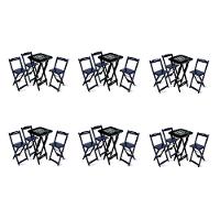 Kit 6 Conjuntos De Mesa Bistrô Dobrável Jack Daniel's Com 3 Banquetas De Madeira Preta - 1