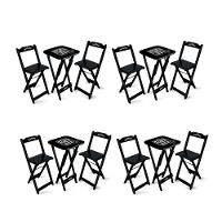 Kit 4 Conjuntos De Mesa Bistrô Dobrável Jack Daniel's Com 2 Banquetas De Madeira Preta - 1