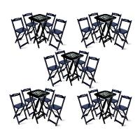 Kit 5 Conjuntos De Mesa Bistrô Dobrável Jack Daniel's Com 4 Banquetas De Madeira Preta - 1