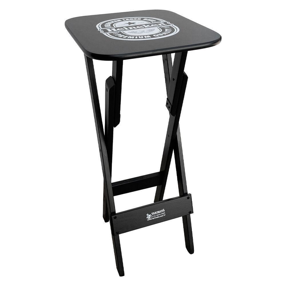 Conjunto Mesa Bistrô Com 4 Banquetas Dobráveis De Madeira Personalizada Hei - Preta - 3