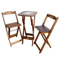 Kit 2 Conjuntos Bistrô Mesa Com 2 Banquetas Dobráveis De Madeira Personalizada Hei - Imbuia - 2