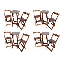 Kit 4 Conjuntos Bistrô Mesa Com 2 Banquetas Dobráveis De Madeira Personalizada Jack - Imbuia - 1