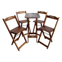 Conjunto Mesa Bistrô Com 4 Banquetas Dobráveis De Madeira Personalizada Jack - Imbuia - 1
