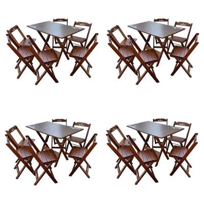 Kit 4 Conjuntos Mesa Dobrável Madeira 110x70 Com 6 Cadeiras Personalizada Hei Imbuia - Tarimatã