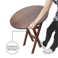 Mesa Dobrável De Madeira Redonda 70cm Com 4 Cadeiras Imbuia - Tarimatã