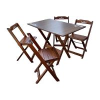 Kit 2 Conjuntos Mesa Dobrável Madeira 110x70 Com 4 Cadeiras Personalizada Hei Imbuia - Tarimatã - 2