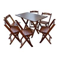 Conjunto Mesa Dobrável Madeira 110x70 Com 6 Cadeiras Personalizada Hei Imbuia - Tarimatã - 1