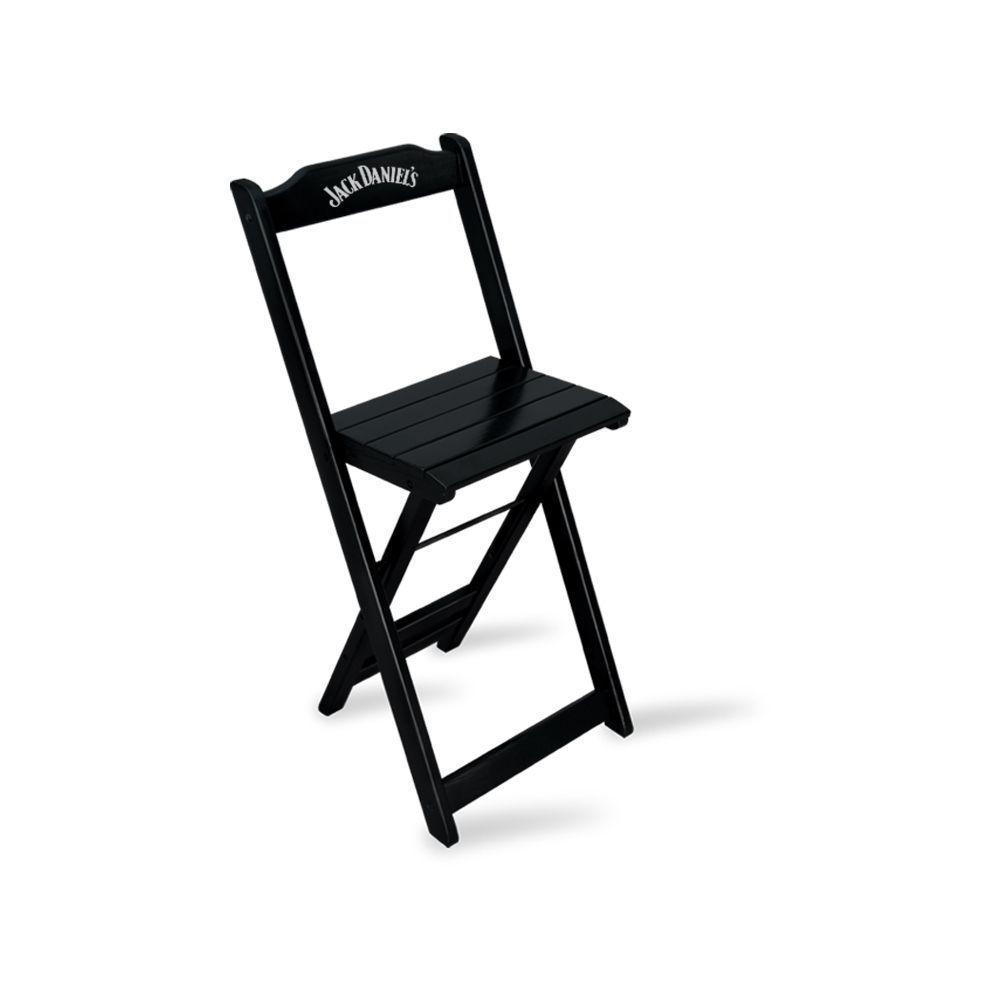 Mesa Bistrô Dobrável Jack Daniel's Com 4 Banquetas De Madeira Para Bares E Restaurantes Preta - 3