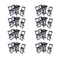 Kit 8 Conjuntos De Mesa Bistrô Dobrável Jack Daniel's Com 3 Banquetas De Madeira Preta - 1