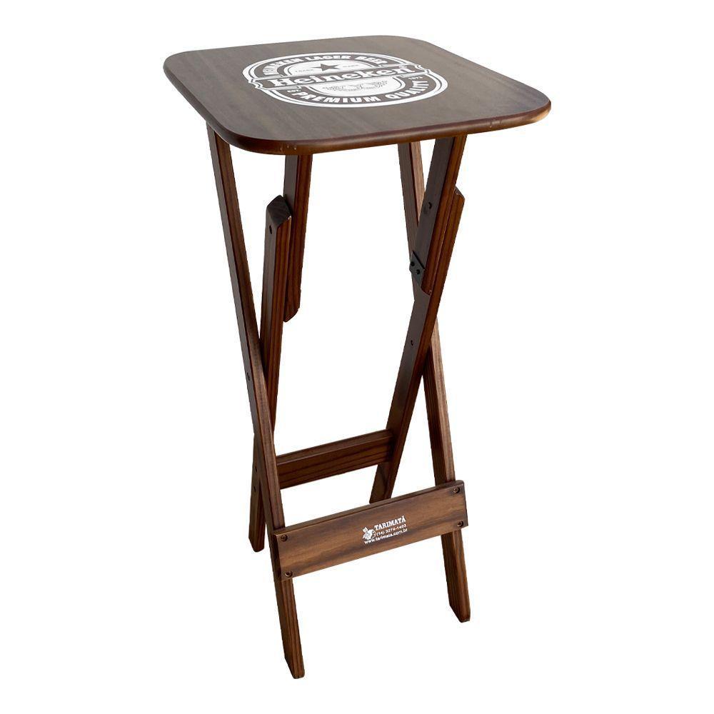 Conjunto Mesa Bistrô Com 2 Banquetas Dobráveis De Madeira Personalizada Hei - Imbuia - 3