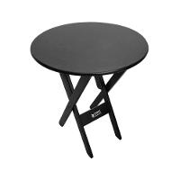 Mesa Dobrável De Madeira Redonda 70cm Com 2 Cadeiras Preta - Tarimatã - 2