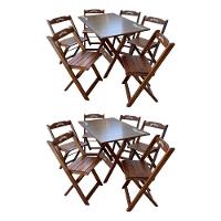 Kit 2 Conjuntos Mesa Dobrável Madeira 110x70 Com 6 Cadeiras Personalizada Jack Imbuia - Tarimatã - 1