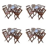 Kit 4 Conjuntos Mesa Dobrável Madeira 110x70 Com 6 Cadeiras Personalizada Jack Imbuia - Tarimatã - 1