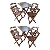 Kit 2 Conjuntos Mesa Dobrável Madeira 110x70 Com 4 Cadeiras Personalizada Jack Imbuia - Tarimatã - 2