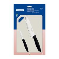 Kit Para Carnes E Legumes Plenus Lâminas Inox Cabos Preto E Tábua 3 Peças - Tramontina 23498014 - 3
