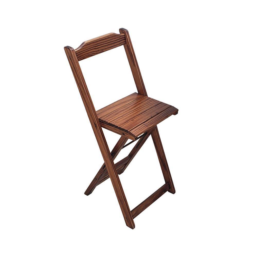 Conjunto Bistrô Mesa Dobrável De Madeira Redonda Com 2 Banquetas Imbuia - Tarimatã - 2