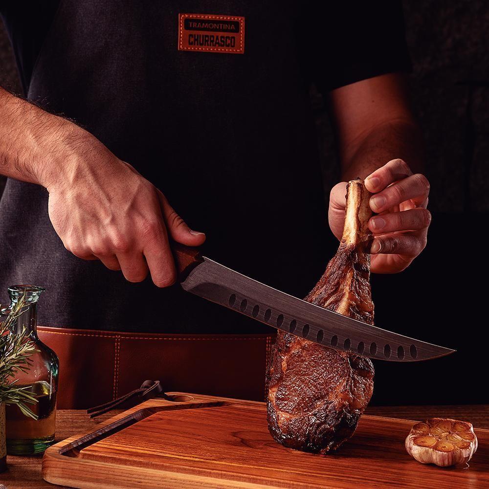 Faca Para Carne Churrasco Black Lâmina Inox Escurecido Cabo Madeira 10 - Tramontina 22841110 - 4