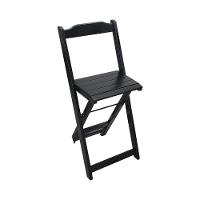 Conjunto Bistrô Mesa Dobrável De Madeira Redonda Com 2 Banquetas Preta - Tarimatã - 2