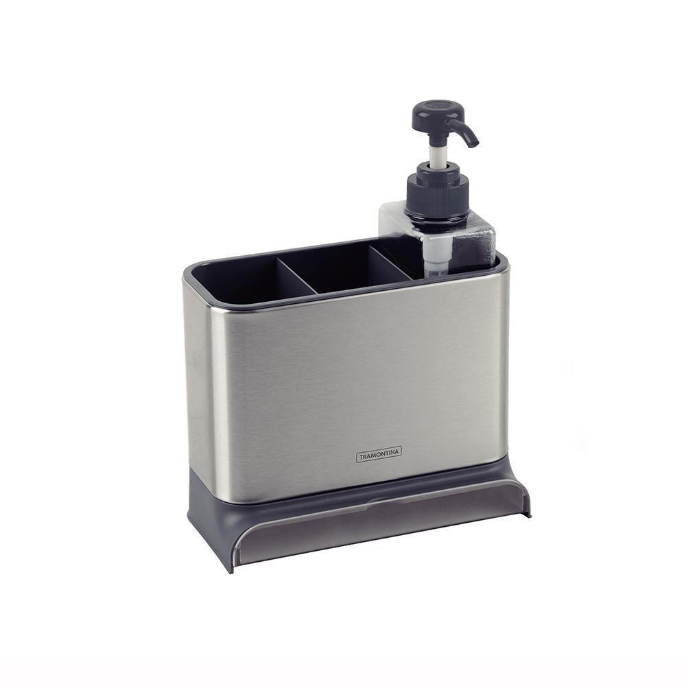 Organizador De Pia Porta Detergente E Esponja Plurale Plástico E Aço Inox - Tramontina 61537140 - 1