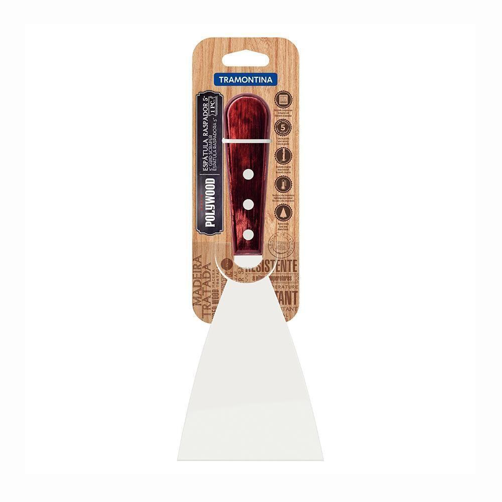 Espátula Raspador Para Chapa Lâmina Inox Cabo Madeira Polywood Vermelho 5 - Tramontina 21166175 - 4