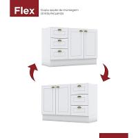 Balcão Pia 2 Portas E 3 Gavetas 120cm Americana Branco Com Tampo Calcare - Móveis Henn Branco-calcare - 3