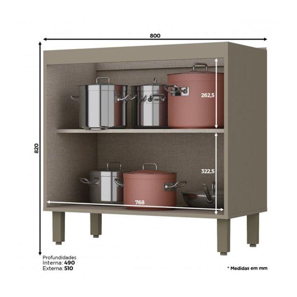 Balcão 2 Portas 80cm Duna-cristal Com Tampo Connect - Móveis Henn Duna-cristal - 4