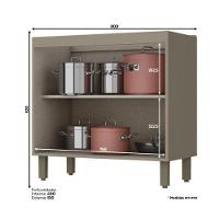 Balcão 2 Portas 80cm Duna-cristal Com Tampo Connect - Móveis Henn Duna-cristal