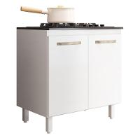 Balcão De Cozinha Fit 80 2 Portas Branco Com Tampo Mdp Para Cooktop - Nicioli Branco - 1