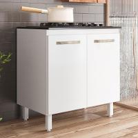 Balcão De Cozinha Fit 80 2 Portas Branco Com Tampo Mdp Para Cooktop - Nicioli Branco - 2