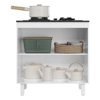 Balcão De Cozinha Fit 80 2 Portas Branco Com Tampo Mdp Para Cooktop - Nicioli Branco - 3