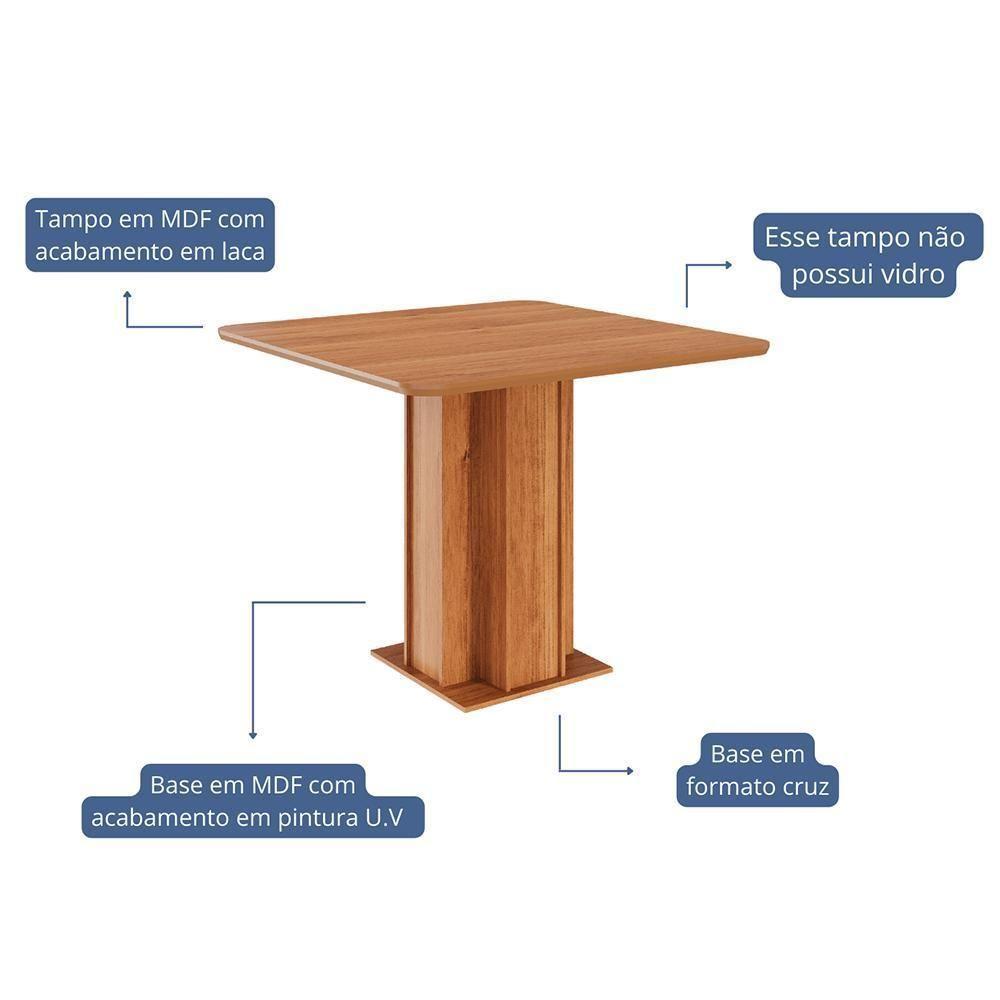 Mesa De Jantar Quadrada Sophia 95x95 Cinamomo Com Tampo Em Mdf - Cimol Móveis Cinamomo - 2