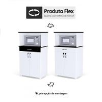 Balcão Cozinha Para Micro-ondas Carina Branco-preto - Ajl Móveis Branco-preto - 3
