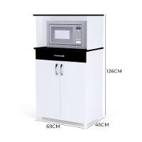 Balcão Cozinha Para Micro-ondas Carina Branco-preto - Ajl Móveis Branco-preto - 4