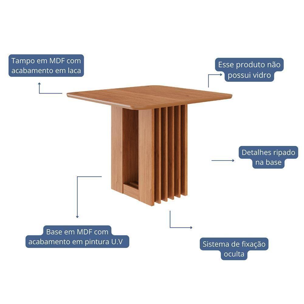 Mesa De Jantar Quadrada Ariela 95x95 Cinamomo Com Tampo Em Mdf - Cimol Móveis Cinamomo - 2