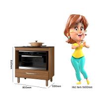 Balcão De Cozinha Fit 80 Ipê Com Tampo Mdp Para Cooktop - Nicioli Ipê - 4